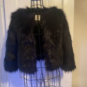 Worn once Faux Fur young girl coat